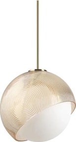 Ideal Lux - Pendul pe cablu BLOOM, 1xE27/42W/230V, Ø30 cm, auriu/bej fumuriu