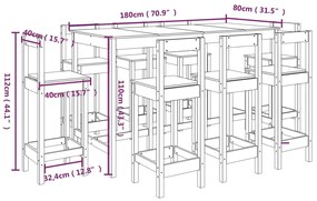 Set mobilier de bar, 9 piese, maro miere, lemn masiv de pin