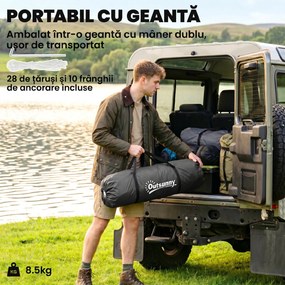 Outsunny Cort de Camping pentru 4-6 Persoane cu 2 Camere, 2 Uși și Geantă de Transport, 555x225x190 cm, Verde | Aosom Romania