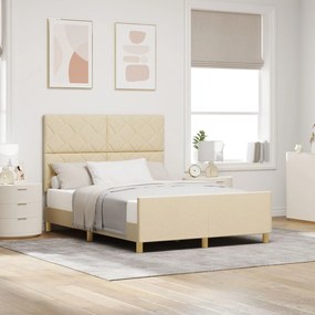 vidaXL Cadru de pat, crem, 140x200 cm, textil