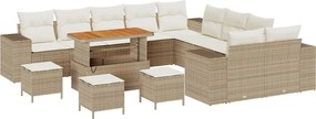 vidaXL Set de canapele pentru grădină 14 pcs Bej și crem poliratan