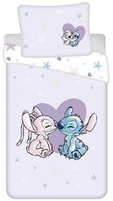 Lenjerie de pat pentru copii din bumbac pentru pat de o persoană 140x200 cm Lilo and Stitch "Heart" – Jerry Fabrics