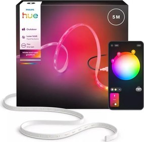 Philips Hue FLUX - bandă LED RGBW dimabilă pentru exterior, 5 m, 30 W, 230 V, 2200-6500 K, IP67