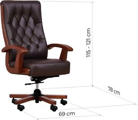 Scaun lemn masiv maro Toronto Model T1 Coniac - Piele