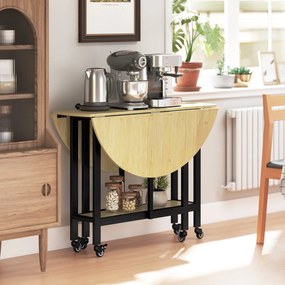 HOMCOM Masă de dining pliabilă pe roți, masă de bucătărie pentru 4 persoane cu poliță integrată, 100 x 100 x 75 cm, stejar | Aosom Romania