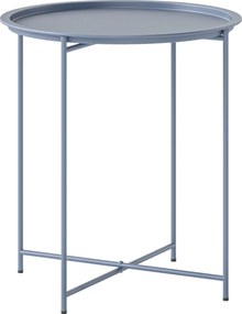 Outsunny Măsuță Rotundă Măsuță de Supliment Blat Detașabil cu Margine Ridicată Picioare Pliabile din Metal Ø46x50cm Albastru-Gri | Aosom Romania