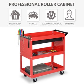 Durhand Cărucior pentru Scule Atelier, Organizator Mobil, Roșu, 70x35x75.5 cm | Aosom Romania