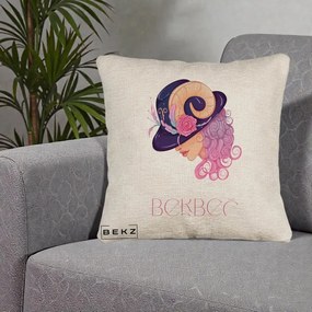 Perna Personalizata Zodie Berbec, 40x40 cm, Bej Canapea, Husa Detasabila, Perna Inclusa, BEKZ®