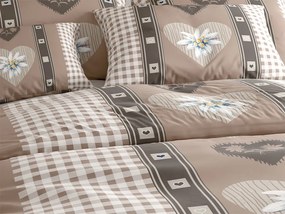 Lenjerie din bumbac COUNTRY HEART bejă Dimensiune lenjerie de pat: 70 x 90 cm | 140 x 200 cm
