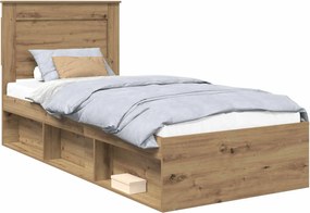 vidaXL Cadru de pat Stejar artizanal 75 x 190 cm Lemn de pin masiv