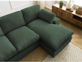 Colțar verde cu tapițerie din catifea reiată Belair – Bobochic Paris