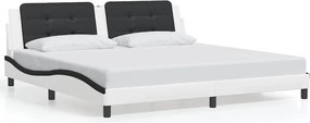 vidaXL Cadru de pat fără saltea Zadar alb și negru 200x200cm piele artificială