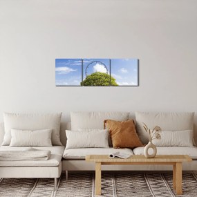 Tablou plaja cu copac (cu ceas) (90x30 cm)