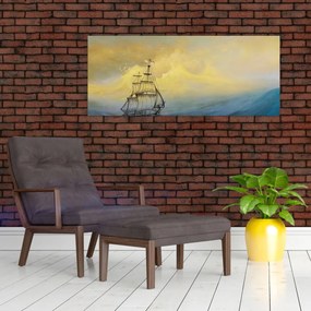 Tablou - Pictură barcă pe mare (120x50 cm)