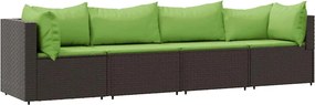 vidaXL Set mobilier de grădină cu perne, 4 piese, maro, poliratan