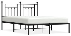 353539 vidaXL Cadru de pat metalic cu tăblie, negru, 150x200 cm
