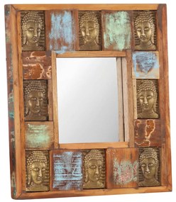 Oglinda placare Buddha, 50 x 50 cm, lemn masiv reciclat 1, 50 x 50 cm