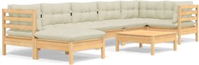 vidaXL Set mobilier de grădină cu perne crem, 8 piese, lemn masiv pin