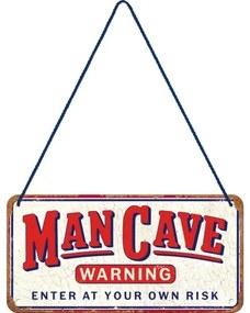 Placă metalică Man Cave - Enter at Your Own risk, (20 x 10 cm)