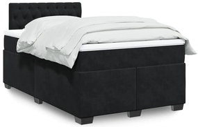 vidaXL Pat box spring cu saltea, negru, 120x200 cm, catifea