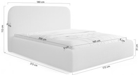 Pat tapițat cu ladă de depozitare Rasel 160x200 - bouclé bej Quelle 05