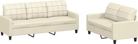 vidaXL Set de canapele cu perne, 2 piese, crem, piele ecologică