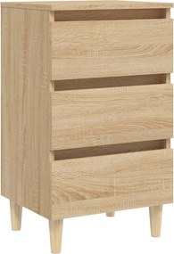 vidaXL Noptieră & picioare lemn masiv, stejar Sonoma, 40x35x69 cm