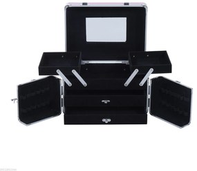 Maletín de Machiaj HOMCOM cu Organizator Cosmetice, Cutie Portabilă cu Compartimente, 29x21x20cm, Aluminiu | Aosom Romania