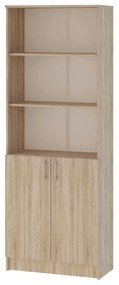 Biblioteca Flint, cu Usi Inferioare si 2 Polite, Stejar Sonoma, 70 x 32 x 196 cm