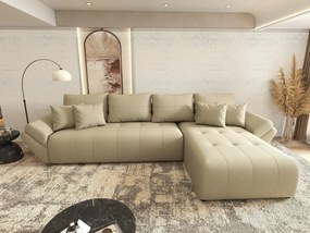 Colțar extensibil dumonde cu ladă de depozitare si sezut confortabil din spuma high-density, Berlin XL Enjoy Camel 350x185 cm II