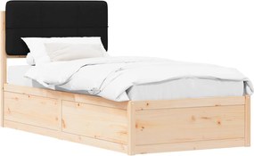 vidaXL Cadru de pat cu tăblie tapițată cu headboard Negru 90 x 190 cm
