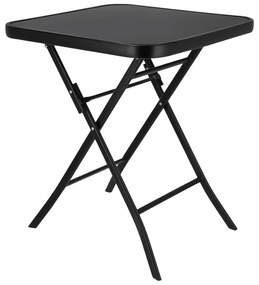 Măsuță pliabilă pătrată Jumi, 60x60 cm, negru, oțel și sticlă