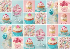 Fototapet - Prăjitură colorată și marshmallows (254x184 cm)