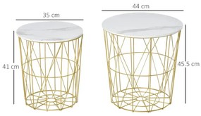 MAAU2 - Set 2 masute de cafea rotunde 44 cm, mese pentru living - Aurii