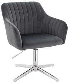 HR190CROSS Scaun Grafit din Catifea cu Bază Cromata