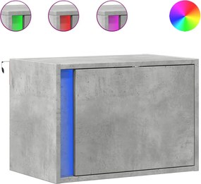 vidaXL Noptieră montată pe perete cu lumini LED, gri beton