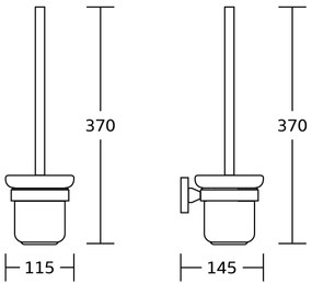 Perie WC AQUALINE SB208 Samba, de perete, alb lăptos, negru