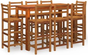 vidaXL Set bar de grădină, 9 piese, lemn masiv de acacia