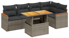 3273069 vidaXL Set mobilier grădină cu perne, 6 piese, gri, poliratan