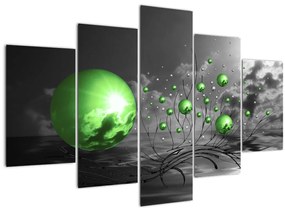 Tabloul bilelor verzi abstracte (150x105 cm)