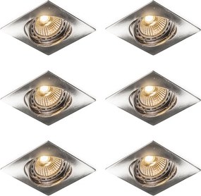 Set de 6 spoturi încastrate înclinabile oțel pătrat - Edu