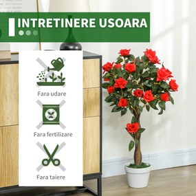 Outsunny Plantă Artificială de Trandafir cu 21 de Flori Ø18x90 cm Portocaliu cu Vas | Aosom Romania