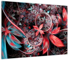 Tablou pe sticlă abstract cu flori exotice (70x50 cm)