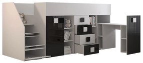 Pat multifuncțional 90 cm Toreno 3 (Alb + alb lucios + gri lucios) (S). 1083327