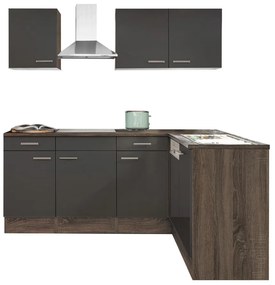 Mobilă de bucătărie de colț Yorki 220, corp din stejar Yorki, cu față antracit satinat