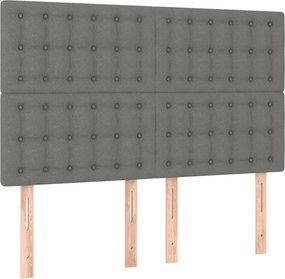 vidaXL Tăblie de pat gri închis 144x5x118/128 cm, material textil