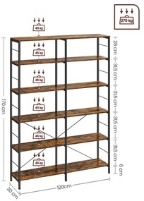 Bibliotecă NAVARO maro/negru