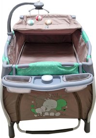 Patut Pliabil rotund cu balansoar, Tarc copii Baby Care™ PRO FRW, 2 Niveluri de inaltime, Cu melodii si Masa infasat, Carusel cu jucarii din plus,
