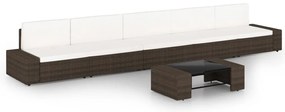 vidaXL Set mobilier de grădină cu perne, 6 piese, maro, poliratan
