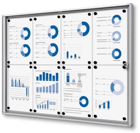 Vitrina informații interioare Economy 8 x A4 - spate din tablă, aluminiu